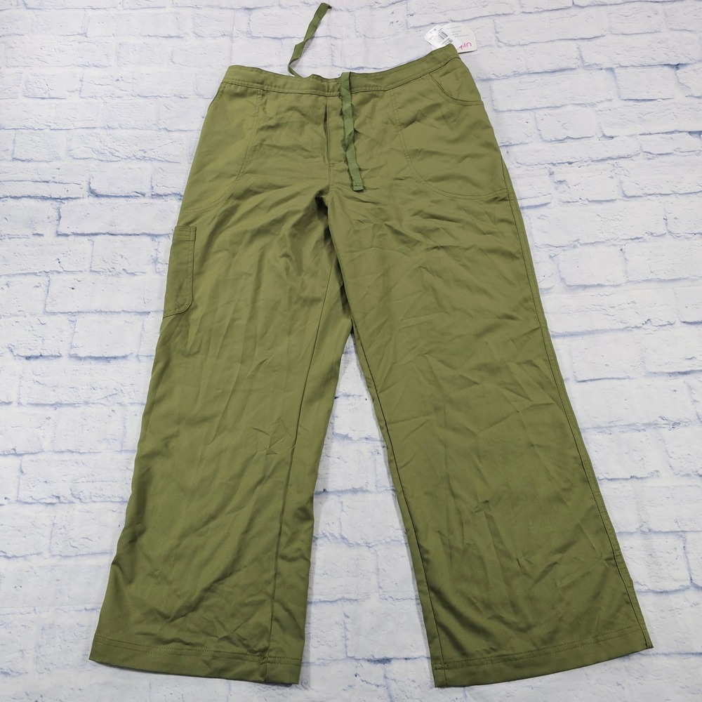 Urbane Ultimate Scrub Pants Women PLG Olive Green Cargo Drawstring Workwear